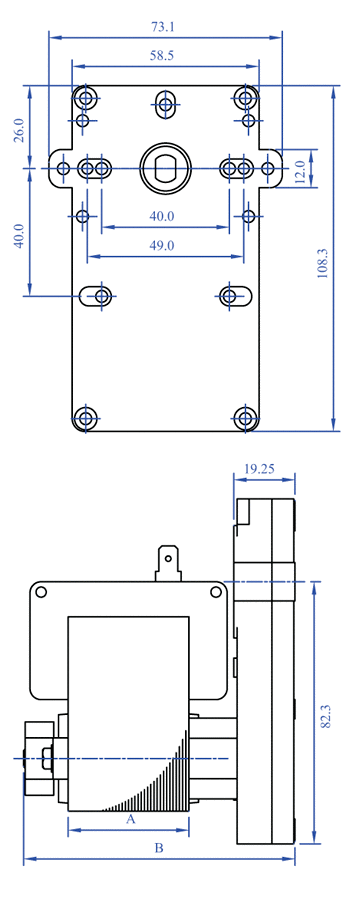 t14 ac series gear motor units dimensions