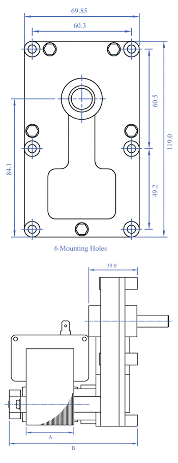 t3 ac series gear motor units dimensions